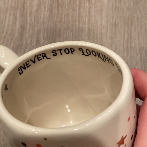 NWOT Our Name Is Mud Never Stop Looking Up Starry Mug - Picture 3 of 3